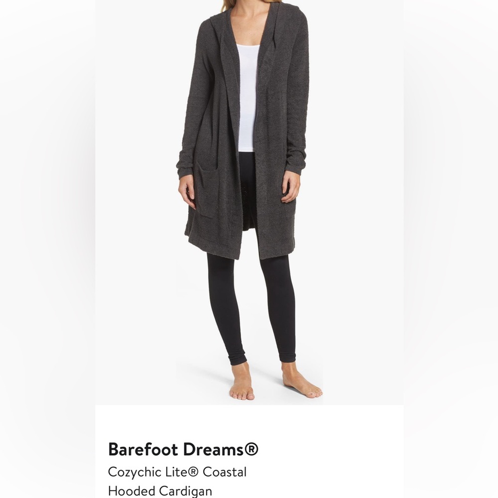 Barefoot Dreams CozyChic Lite Dark Gray Hooded Sweater